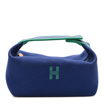 HERMES Canvas Small Bride-A-Brac Pouch Marine