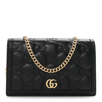 GUCCI Calfskin GG Matelasse Chain Wallet Black