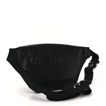 GUCCI Calfskin GG Tennis Embossed Belt Bag Black