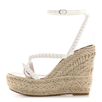 CHRISTIAN LOUBOUTIN Patent Mafaldina 120 Wedge Sandals 38 White