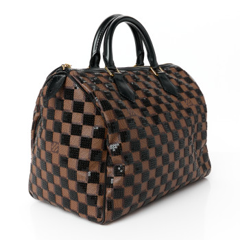 LOUIS VUITTON Damier Paillettes Speedy 30 Black
