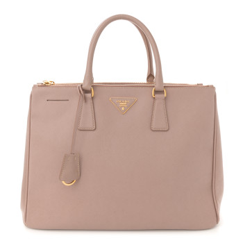 PRADA Saffiano Large Galleria Double Zip Tote Cammeo