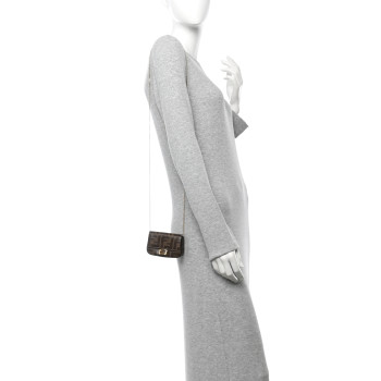 FENDI Glazed Fabric FF 1974 Nano Baguette Charm Mogano Panna