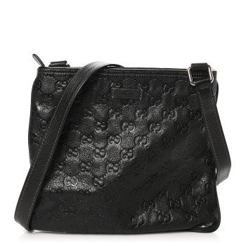 GUCCI Guccissima Small Flat Messenger Bag Dark Brown