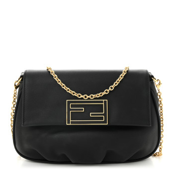 FENDI Vitello Flamingo Fendista Pouchette Crossbody Black