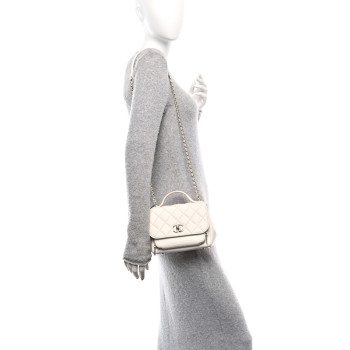 CHANEL Caviar Quilted Small Business Affinity Flap White