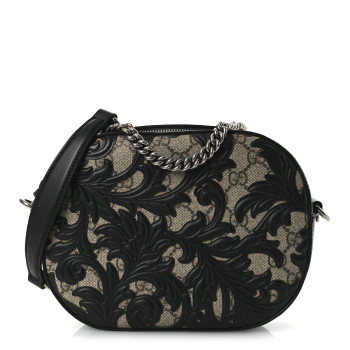 GUCCI GG Supreme Monogram Arabesque Mini Chain Shoulder Bag Beige Black