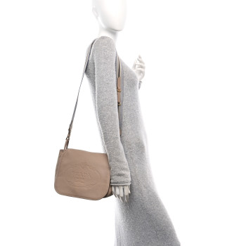 PRADA Vitello Daino Embossed Logo Flap Shoulder Bag Sesamo