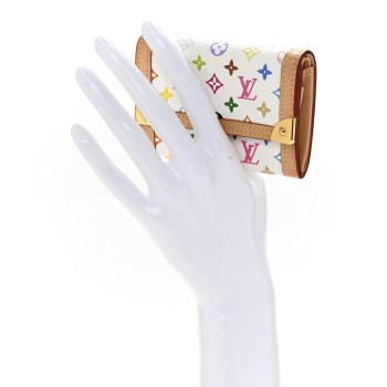 LOUIS VUITTON Monogram Multicolor Porte-Monnaie Plat Coin Purse White