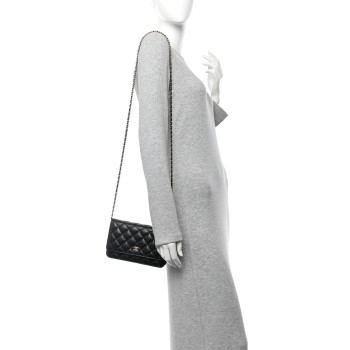 CHANEL Caviar Quilted Wallet On Chain WOC Black