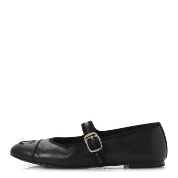 CHANEL Lambskin Mary Jane Flats 36 Black