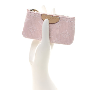 LOUIS VUITTON Monogram Denim Key Pouch Washed Pink