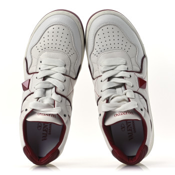 VALENTINO GARAVANI Nappa Mens One Stud Low Top Sneakers 38.5 White Rosso Valentino
