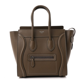 CELINE Drummed Calfskin Micro Luggage Souris