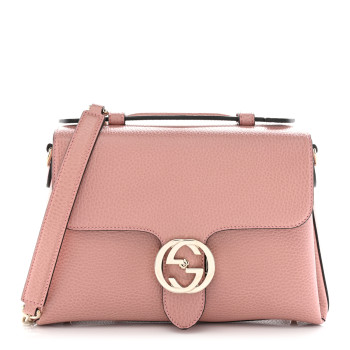 GUCCI Dollar Calfskin Interlocking G Top Handle Shoulder Bag Soft Pink