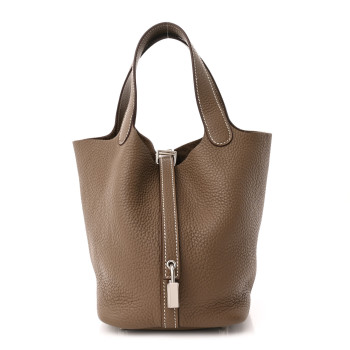 HERMES Taurillon Clemence Picotin Lock 18 PM Etoupe