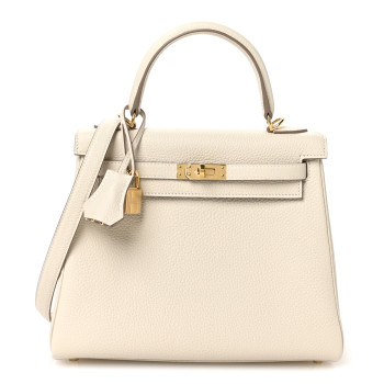 HERMES Togo Kelly Retourne 25 Craie