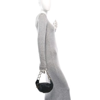 CHANEL Lambskin Small Chain Hobo Black