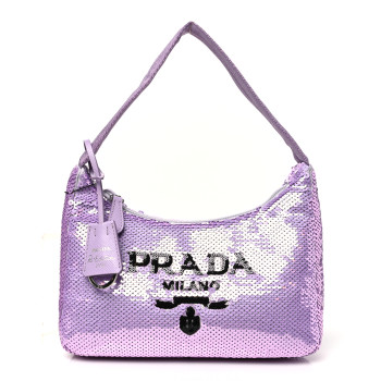 PRADA Paillettes Sequin Mini Re-Edition 2000 Bag Lilium Black