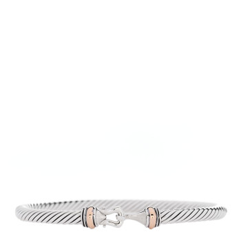 DAVID YURMAN Sterling Silver 18K Rose Gold 4mm Cable Classic Buckle Bracelet