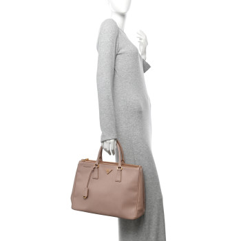 PRADA Saffiano Large Galleria Double Zip Tote Cammeo