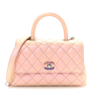 CHANEL Iridescent Caviar Quilted Mini Coco Handle Flap Pink