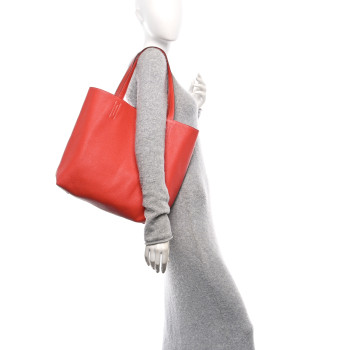 HERMES Taurillon Clemence Swift Double Sens 45 Reversible Tote Sanguine Rouge Pivoine