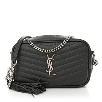 SAINT LAURENT Grain De Poudre Matelasse Monogram Mini Lou Camera Bag Asphalt