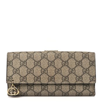 GUCCI GG Supreme Monogram Continental Flap Wallet Beige