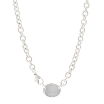 TIFFANY Sterling Silver Return to Tiffany Oval Tag Choker Necklace