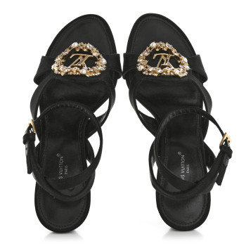 LOUIS VUITTON Satin Met Sandal 36.5 Black