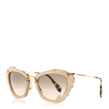 MIU MIU Metal Crystal Cat Eye Sunglasses SMU04Q Gold