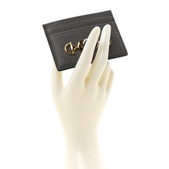 GUCCI Grainy Calfskin Zumi Card Holder Dusty Grey