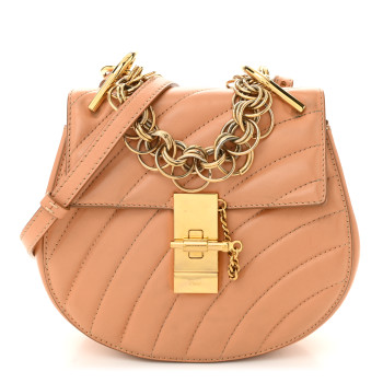 CHLOE Calfskin Quilted Mini Drew Bijou Shoulder Bag Blushy Pink