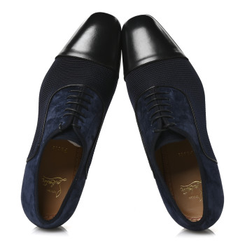 CHRISTIAN LOUBOUTIN Calfskin Suede Tissu Mens Greggo Orlato Flat Oxfords 42.5 Black Nocturne