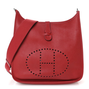 HERMES Taurillon Clemence EVELYNE III PM Rouge Casaque