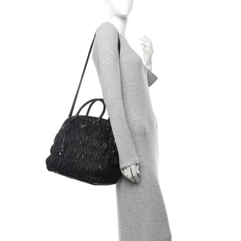 PRADA Nappa Gaufre Double Zip Tote Black