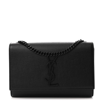 SAINT LAURENT Grain De Poudre Small Monogram Monochrome Kate Satchel Black