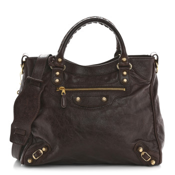 BALENCIAGA Agneau Giant 12 Gold Hardware Velo Cigare Fonce