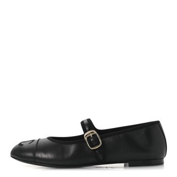 CHANEL Lambskin Mary Jane Flats 37.5 Black