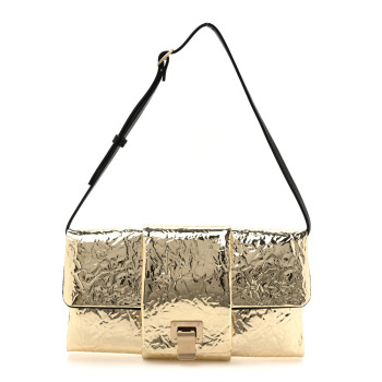 PROENZA SCHOULER Metallic Crinkled Patent Calfskin Flip Shoulder Bag Gold