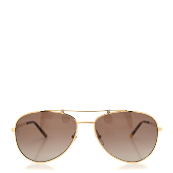 CARTIER Santos CT0083S Aviator Sunglasses Gold Gold Tortoise