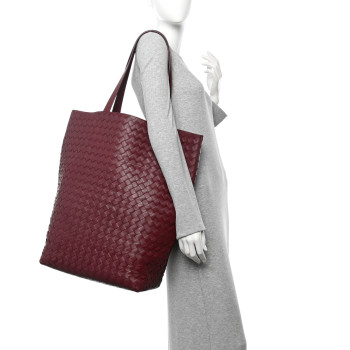 BOTTEGA VENETA Calfskin Intrecciato Large Tote Bag Burgundy