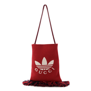 GUCCI x Adidas Crochet Fringe Messenger Bag Hibiscus Red