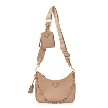 PRADA Saffiano Lux Re-Edition 2005 Shoulder Bag Cammeo