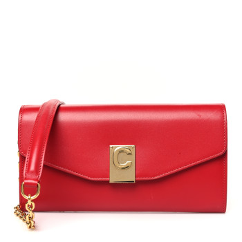 CELINE Shiny Smooth Calfskin C Wallet On Chain Bag Red
