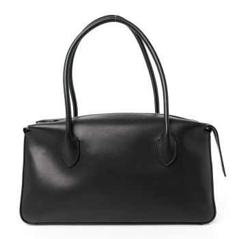 THE ROW Polished Saddle Calfskin E/W Top Handle Bag Black