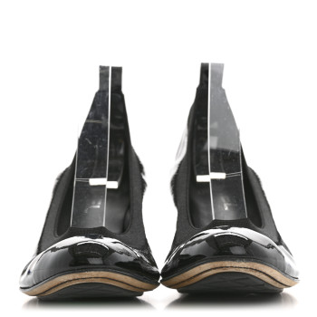 CHANEL Patent CC Elastic Stretch Pumps 38 Black