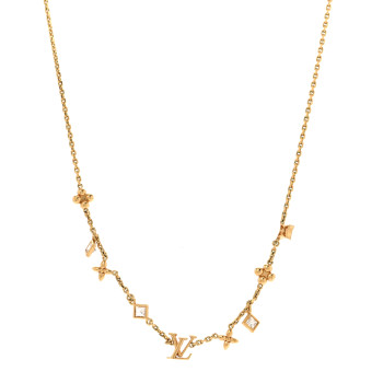 LOUIS VUITTON Metal Crystal LV In The Sky Necklace Gold