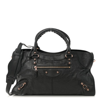 BALENCIAGA Agneau Giant 12 Rose Gold Hardware Part Time Black